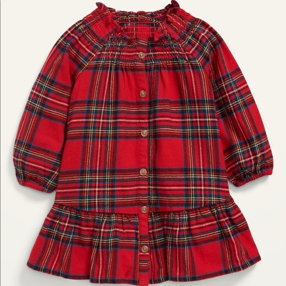 Red plaid flannel dress toddler 2T worn once